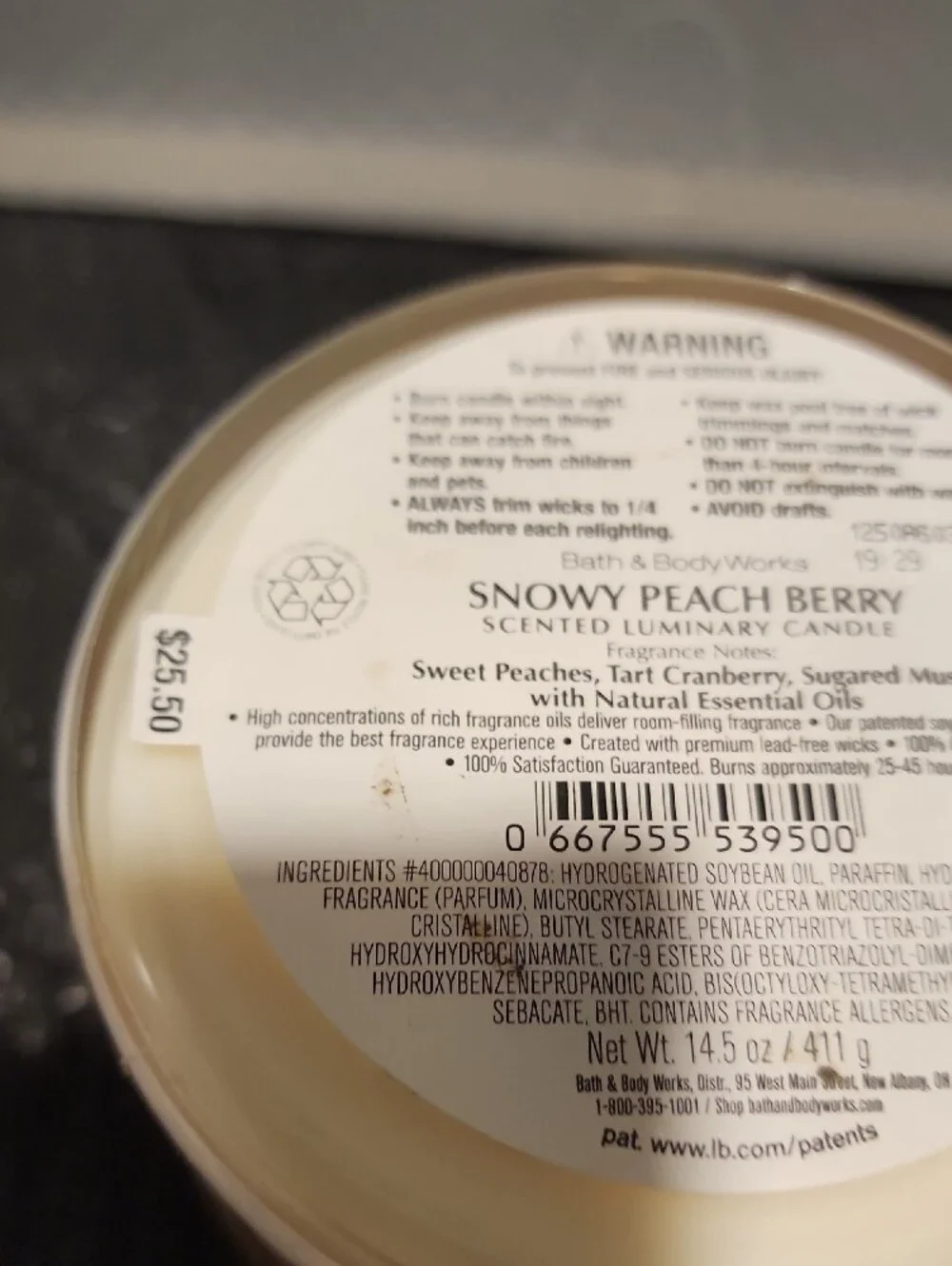 Bath & Body Works Peach & Gold Snowflake 3-Wick Candle